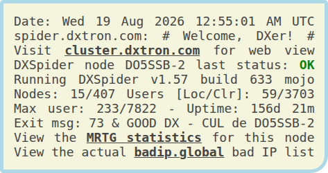 DXSpider Node Telnet status preview